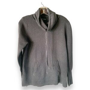 Cynthia Rowley Cotton Blend Gray Cowl Neck Pullover Front Sweater Tunic M